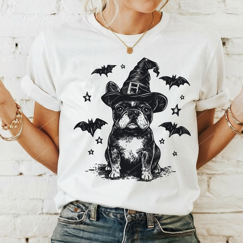 Witch French Bulldog Svg Png, French Bulldog Svg, Witch Hat Svg, Dog ...