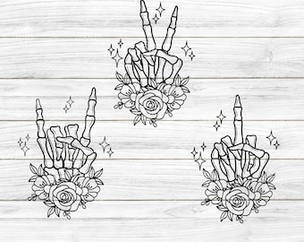 Skeleton Hands Svg Png bundle, Skeleton Hand Rock n Roll Svg, Skeleton Peace Svg, middle finger skeleton hand Svg, Skeleton Svg, Trendy svg
