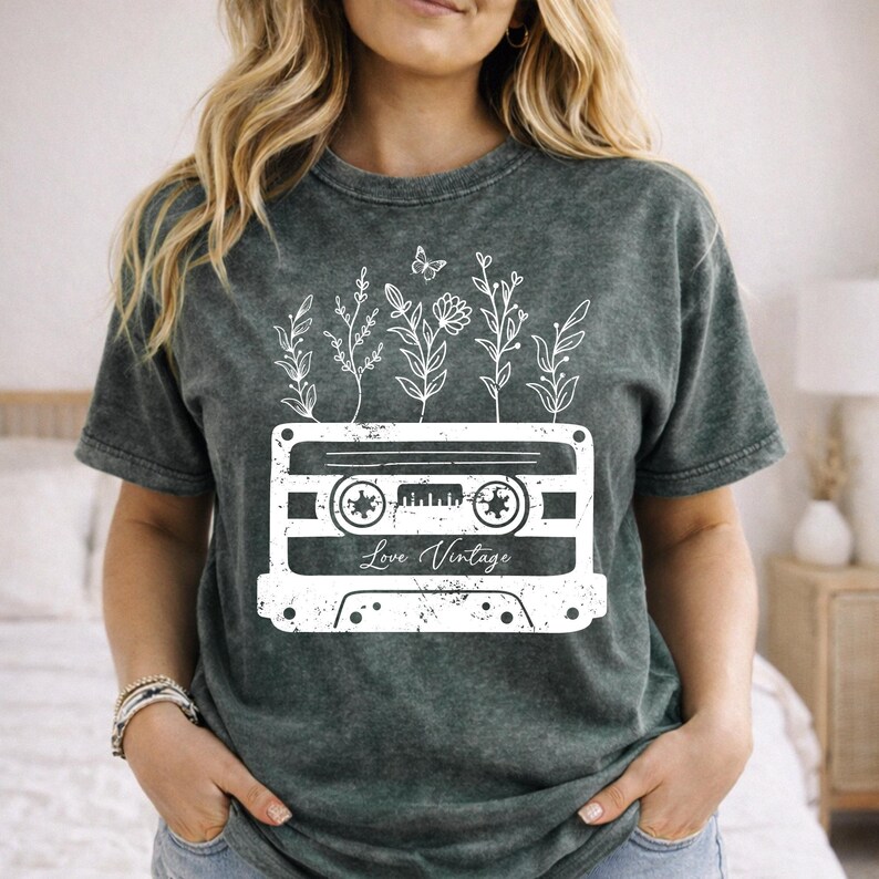 Wildflower Cassette Tape PNG, Retro Music Sublimation (Digital Download) image 4