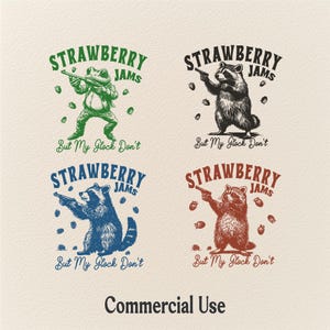 Confitures de fraises mais mon glock don't raccoon SVG PNG, Western citations drôles amateurs d'armes à feu, drôle de raton laveur svg, svg confitures de fraises, svg à la mode