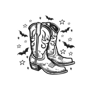 Western-Halloween-Svg Png, Western-Herbst-Svg, Cowboy-Stiefel-Svg, Fledermaus-Svg, Sterne-Svg, Howdy Hexen, Landkürbis, Halloween-Svg, Western-Herbstslag
