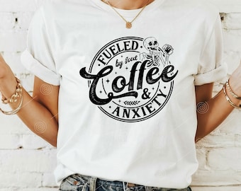 Alimentado por café gelado e ansiedade SVG PNG, Coffee Svg, Iced Coffee Png, Trendy Iced Coffee Svg, Coffee Png Svg, Iced Coffee Svg, Anxiety Svg