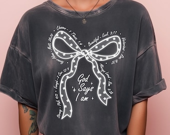 God says I am lace coquette Png, Christian Png, Inspirational quotes Png, Faith Png, Religious Png, Bible Verse Shirt, lace coquette bow png