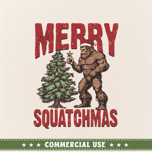 Feliz Squatchmas Png, Divertido Bigfoot Navidad Png, Escuadrón de Navidad Sasquatch, Equipo de Navidad Png, Árbol de Navidad Bigfoot png, Papá Noel Bigfoot