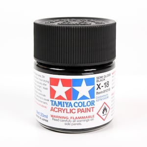 Tamiya Acrylic X-18 Semi Gloss Black 23ml Bottle of Paint # 81018