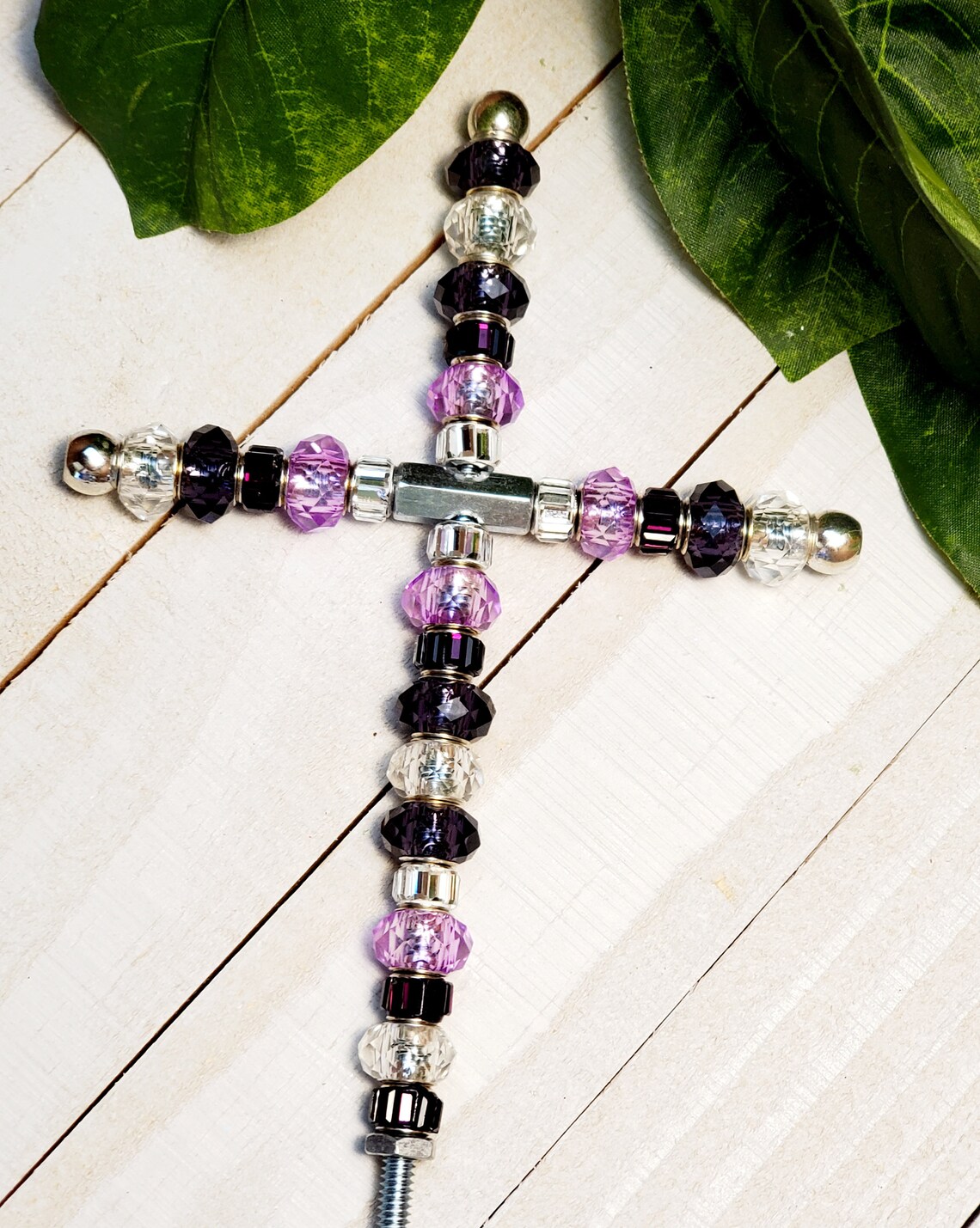 Garden Cross/ Garden Stake / Beaded Garden Cross Etsy