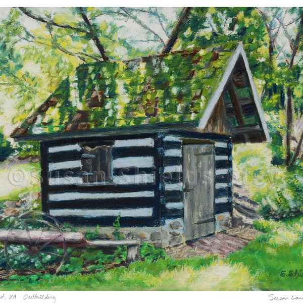 Waterford Virginia Art Print, Northern VA Farm Outbuilding Giclee from Original Pastel Painting, 11x14 Matted Art Print, Gallery Wall