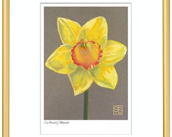 March Birth Month Flower Art Print, Yellow Daffodil Painting, Personalized Birth Month Flower Art, New Baby Giclee, Birthday, Mother's Day