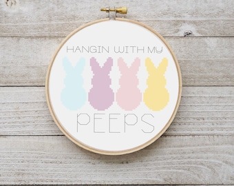 Hangin’ with my peeps Kreuzstich Stickmuster Stickvorlage Kreuzstichvorlage Osterhase eBook
