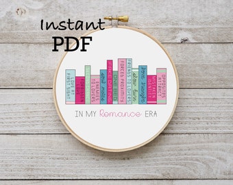 Romance Era Trope PDF Pattern, Buchliebhaber Muster, Buch Kreuzstich Muster, digitales Buch Muster
