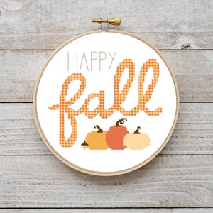 Fall Cross Stitch DIGITAL Pattern, fall pumpkin craft, thanksgiving cross stitch, Halloween pattern, autumn cross stitch pattern