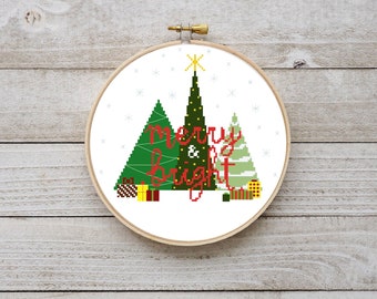 Frohe und helle Weihnachten Kreuzstich digitales Muster
