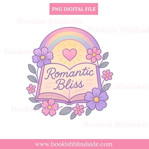 Naklejka książkowa Romantic Bliss | Pastelowy romans PNG | Pobieranie cyfrowe dla GoodNotes, iPad, Kindle | Estetyka słodkiego miłośnika książek