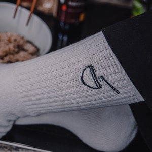 1x Sock Ramen Bowl, hand embroidered tennis socks
