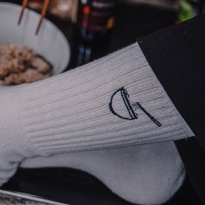 1x Sock Ramen Bowl, hand embroidered tennis socks image 1