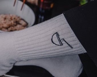 1x chaussette Ramen Bowl, chaussettes de tennis brodées à la main