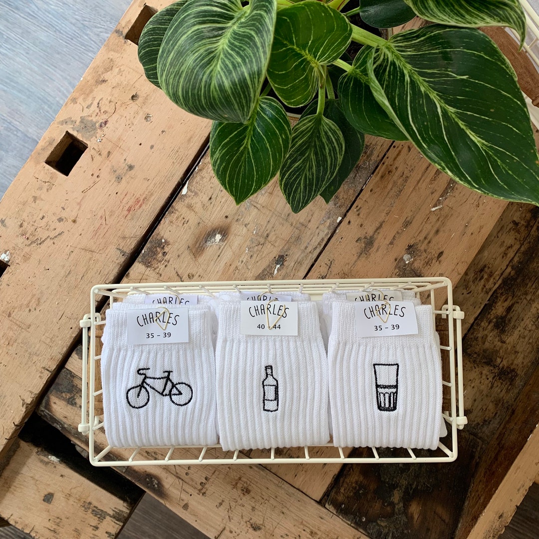 KEVRDRT Fahrradsocken Herren 38-45 - Weiße Radsocken Mit Fahrrad-Motiv