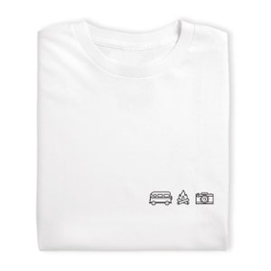 Shirt camper, kampvuur, camera 100% biologisch katoen & Fair Wear gecertificeerd