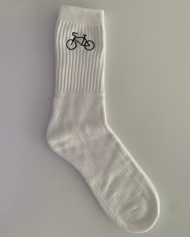 1x Sock Bicycle, hand-embroidered tennis socks image 2