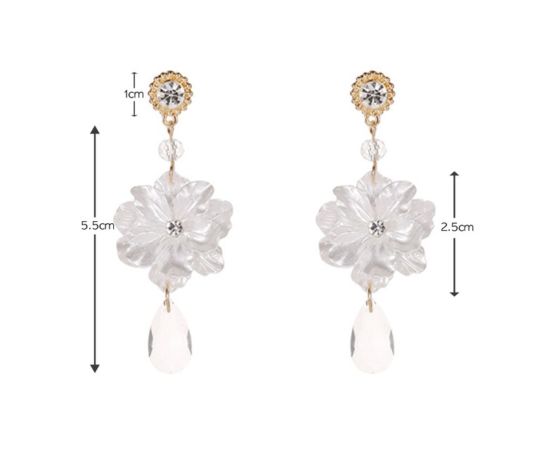 Gift Cubic Point Dangle Earring White Flower Earring