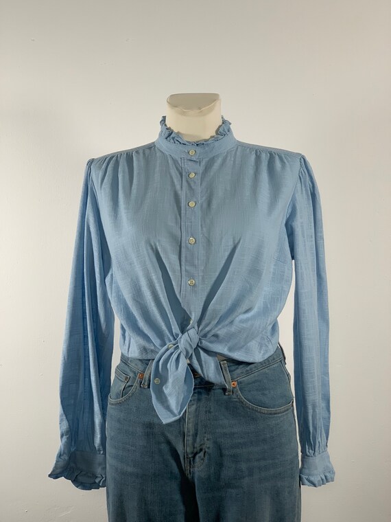Folklore blouse 90s vintage light blue