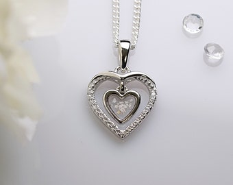 Cremation Ashes Floating Heart Necklace