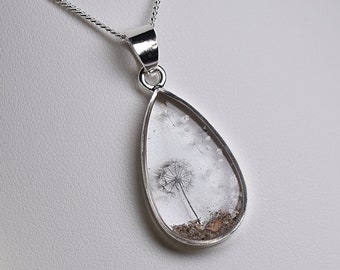 Cremation Ashes & Memorial Dandelion Open Back Necklace