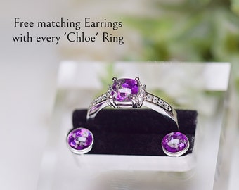 FREE matching earrings with every Chloe ring - Cremation Ashes & Memorial Claw Ring &quot;Chloe&#39;