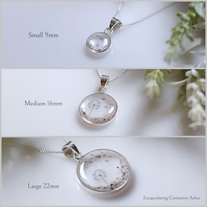 Cremation Ashes & Memorial Round Dandelion Necklace