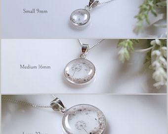 Cremation Ashes & Memorial Round Dandelion Necklace