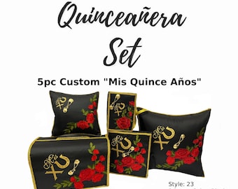 Custom Quinceañera Pillow Set, Photo Album, Kneeling Pillow, Money Box, Bible