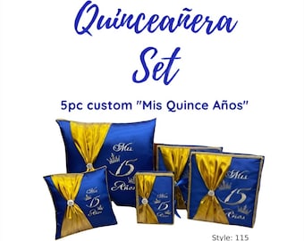Custom Quinceanera 5-Piece Pillow Set, Spanish Bible, Photo Album
