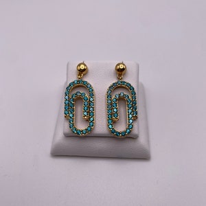 Silver Paperclip Earrings Available in Signity Topaz and White Zircon