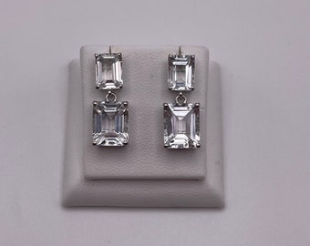WhiteTopaz octagon earrings in 925 Silver