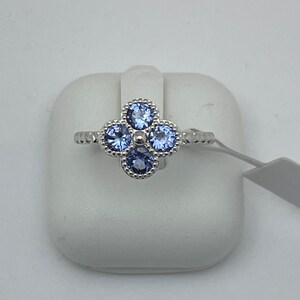 Natural Tanzanite Silver Ring with 4mm Rounds.