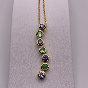 Natural Tanzanite Tsavorite  Journey Pendant in Silver with 18K Yellow Vermeil Plating