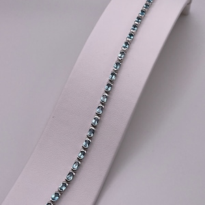 Silver London Blue Topaz Tennis Bracelet, Half Bezel Set (7.25&quot;)