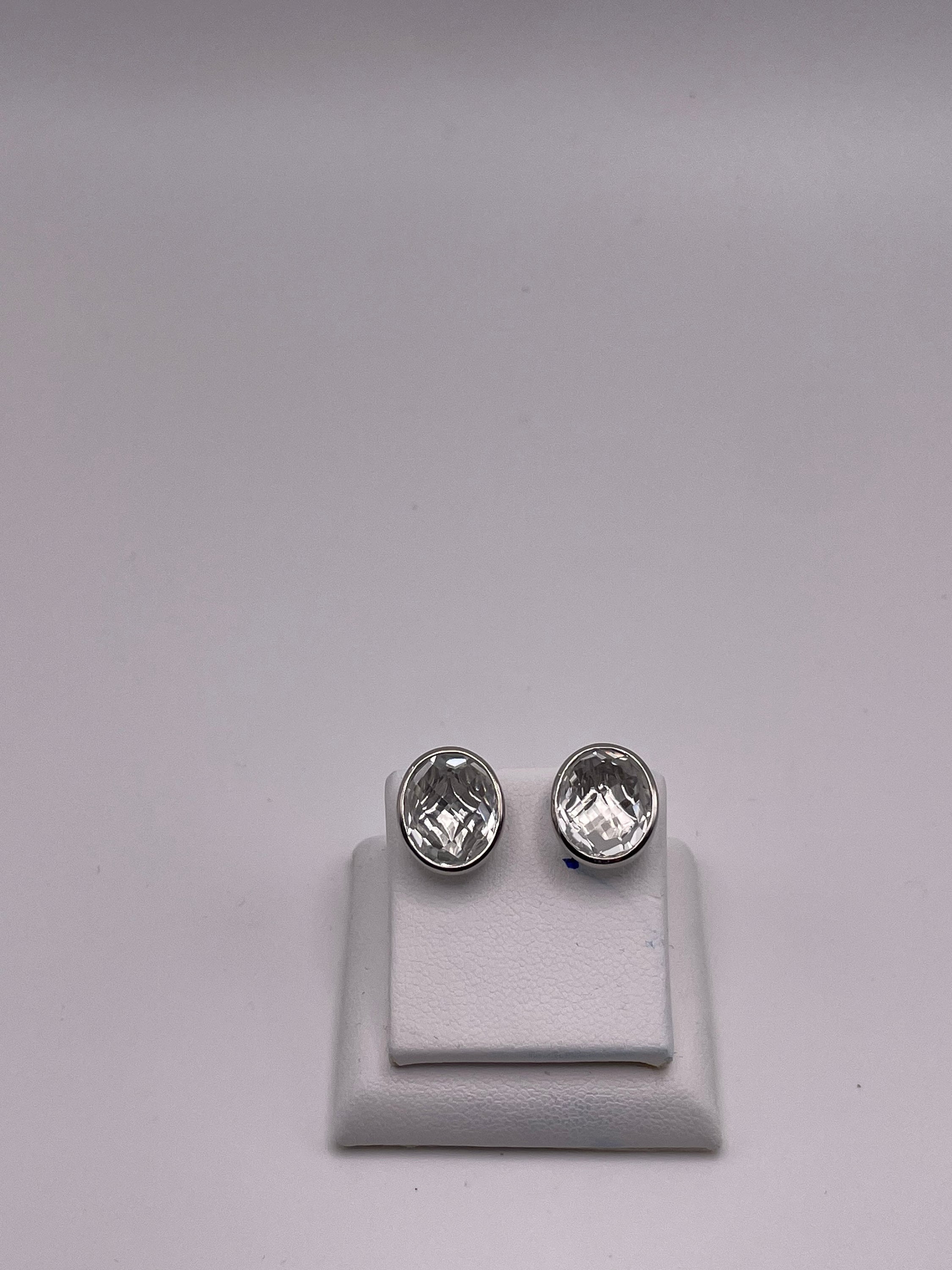 Natural White Topaz 12x10mm Oval Briolette Women’s Silver Earrings