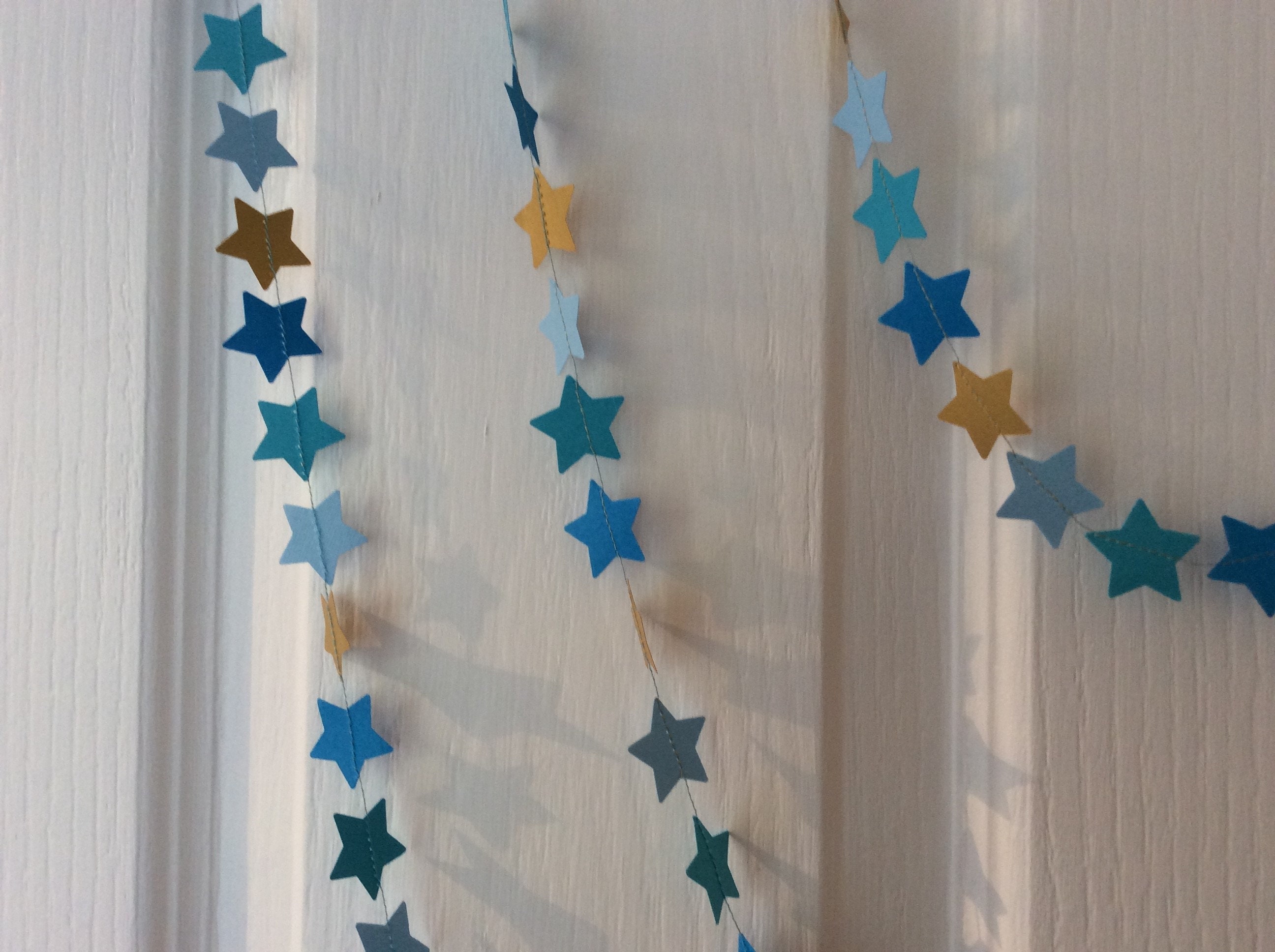 Shades of Blue and Gold Mini Star Paper Garland - Etsy UK