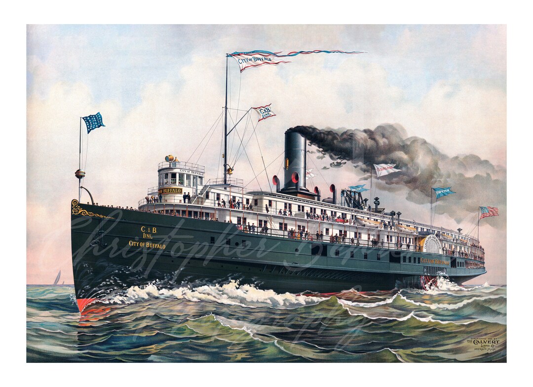 El barco de pasajeros 'City of Buffalo' 1896 / Steam Side Wheeler / C&B