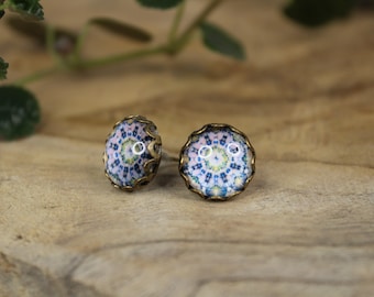 blaue Mandala Ohrstecker | boho Ohrringe | eleganter Ohrschmuck