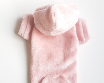 Bluza z kapturem Chihuahua z polaru Sakura Pink, zimowy płaszcz dla zwierząt, sweter dla małego psa