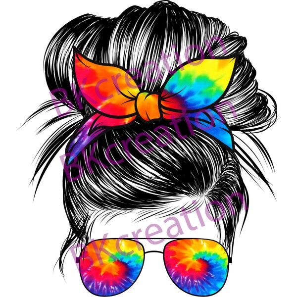 Messy Bun Tie Dye Design