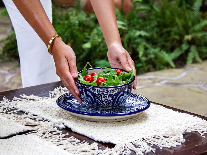 Blue and White Talavera Dinnerware Set Mexican Bowls Patio Etsy