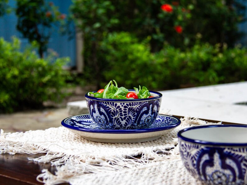 Blue and White Talavera Dinnerware Set Mexican Bowls Patio Etsy