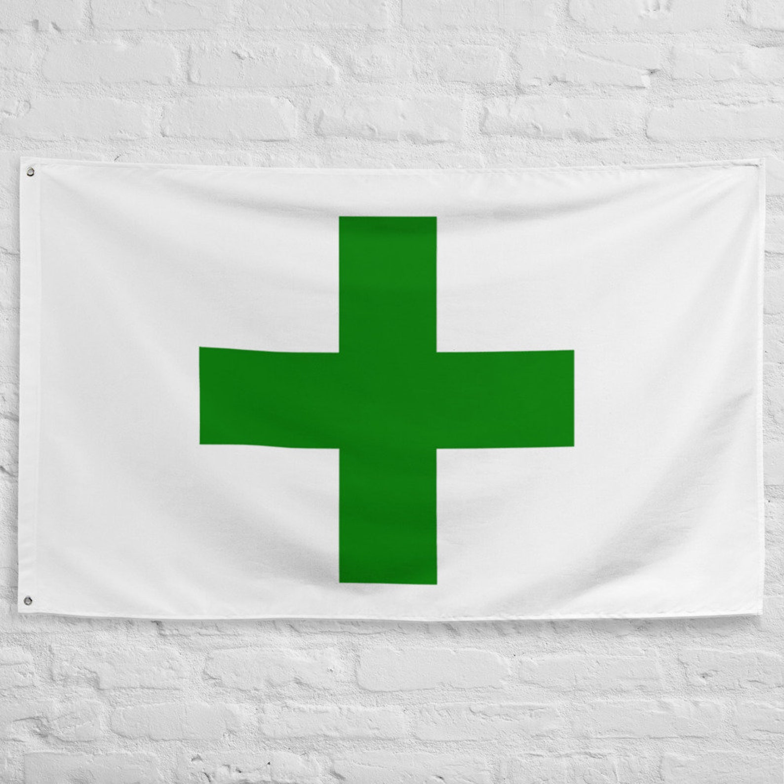 Green Cross Flag White Flag Wall Tapestry Dispensary Flag Etsy