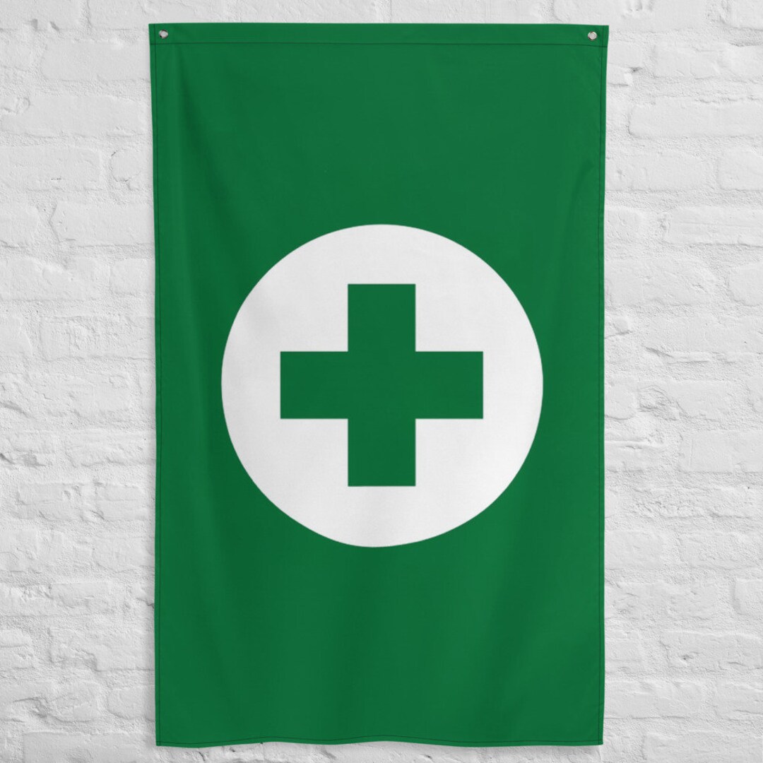 Green Cross Flag, Wall Tapestry, Dispensary Flag, Weed Decor, Stoner