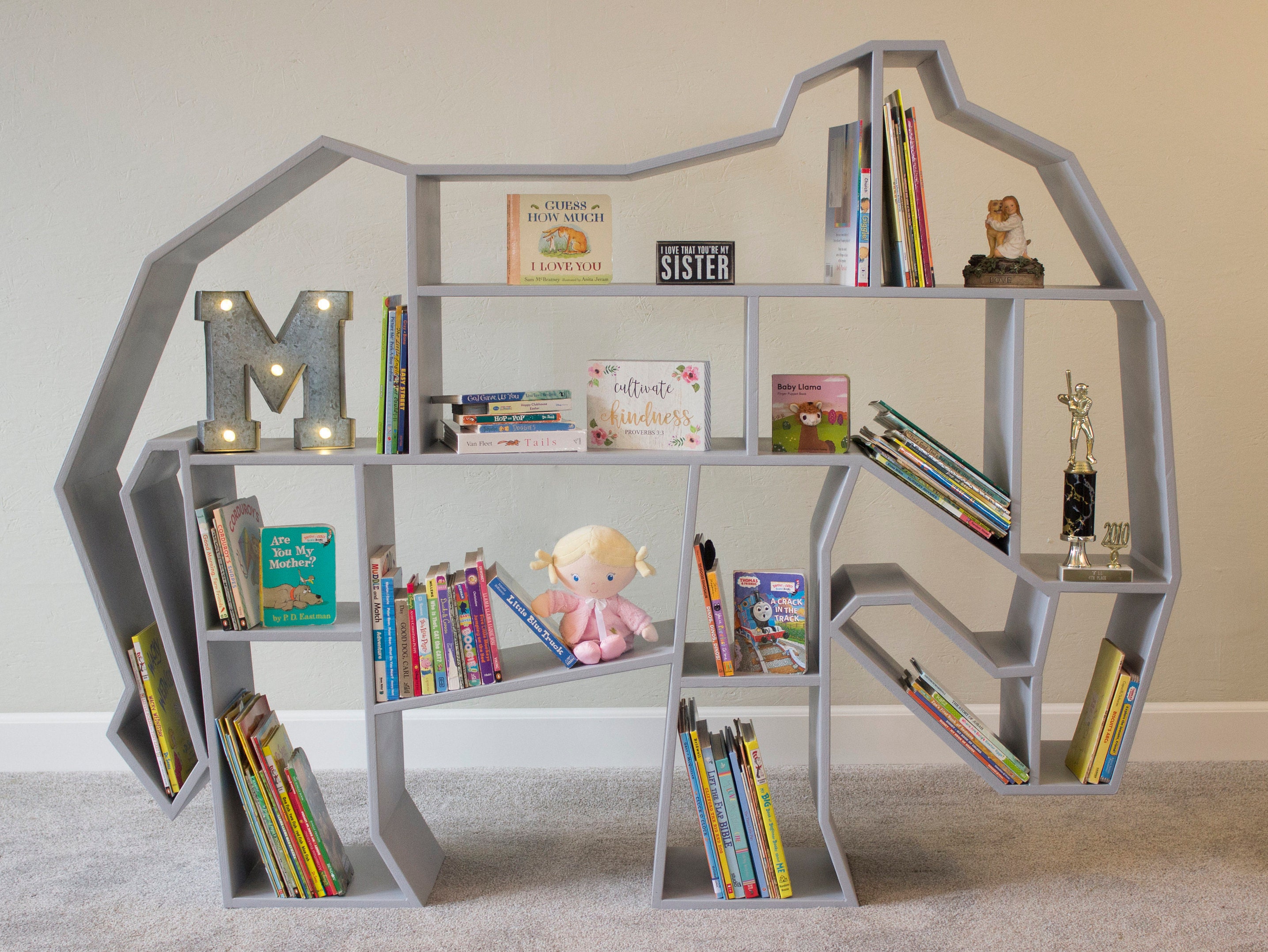 Estantería infantil de madera maciza de dibujos animados estante de  almacenamiento para habitación de los niños, estante para libros de  imágenes de