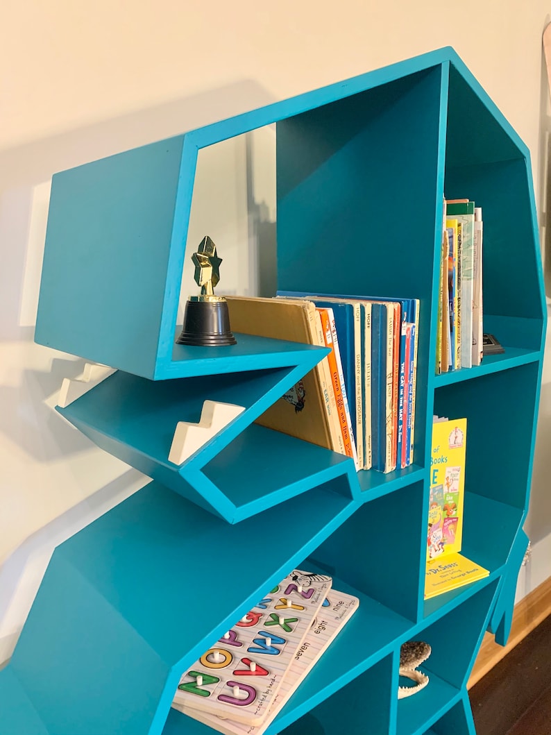 Kids Bookshelf Dinosaur Decor Trex Bookcase Childrens Nursery Etsy