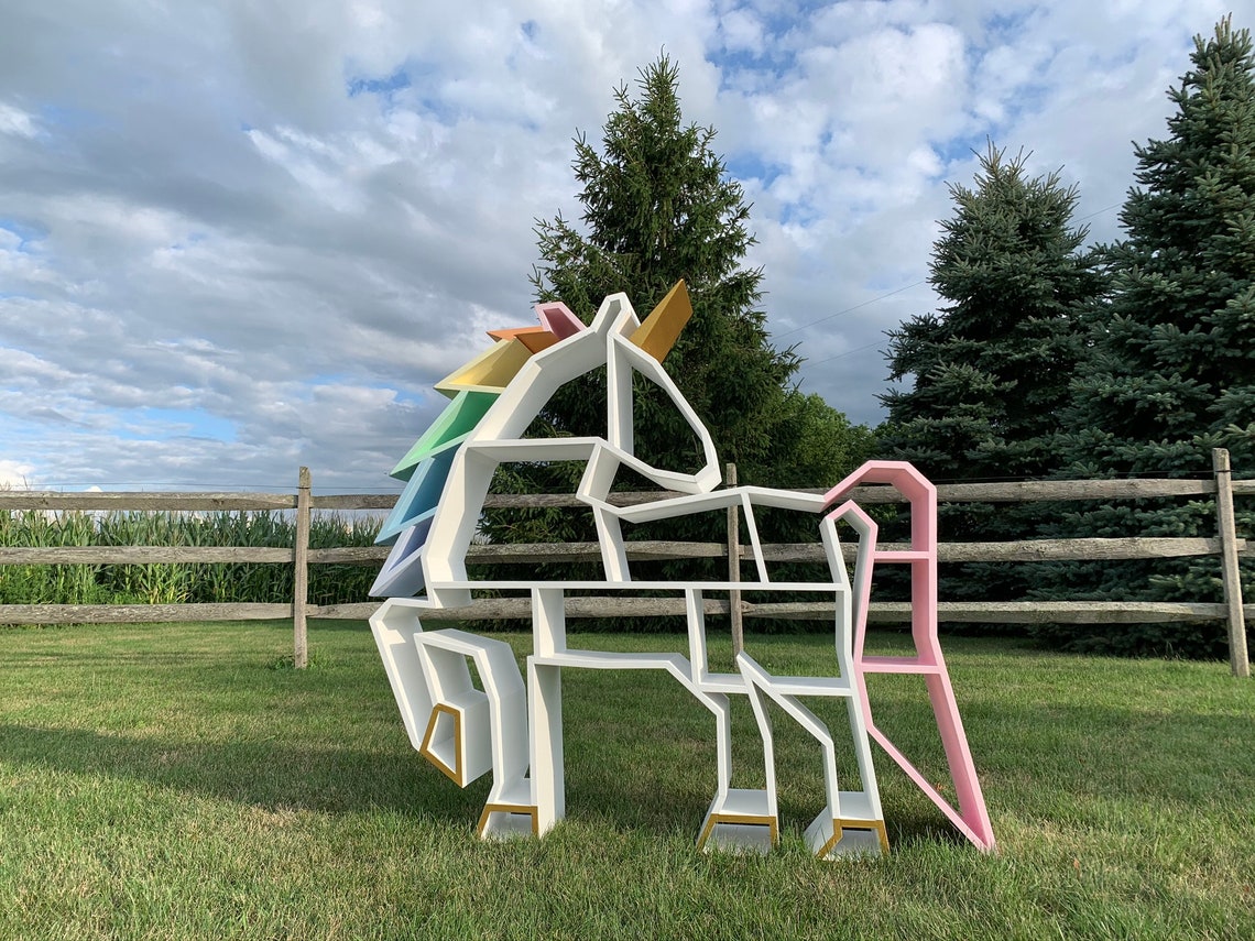 Kids Bookshelf Unicorn Decor Bookcase Childrens Nursery Shelf Etsy